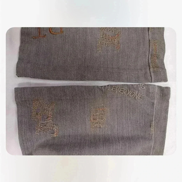 Daniela Tobler  Embroidered Flare Bootcut Grey Low Rise Designer Size 26 - Picture 9 of 11